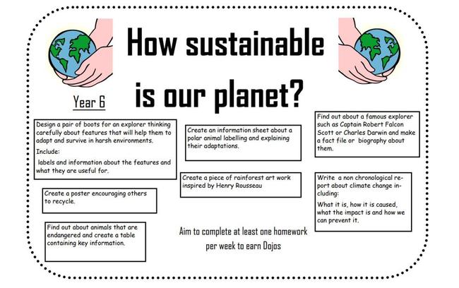 Spring Term Homework Menu